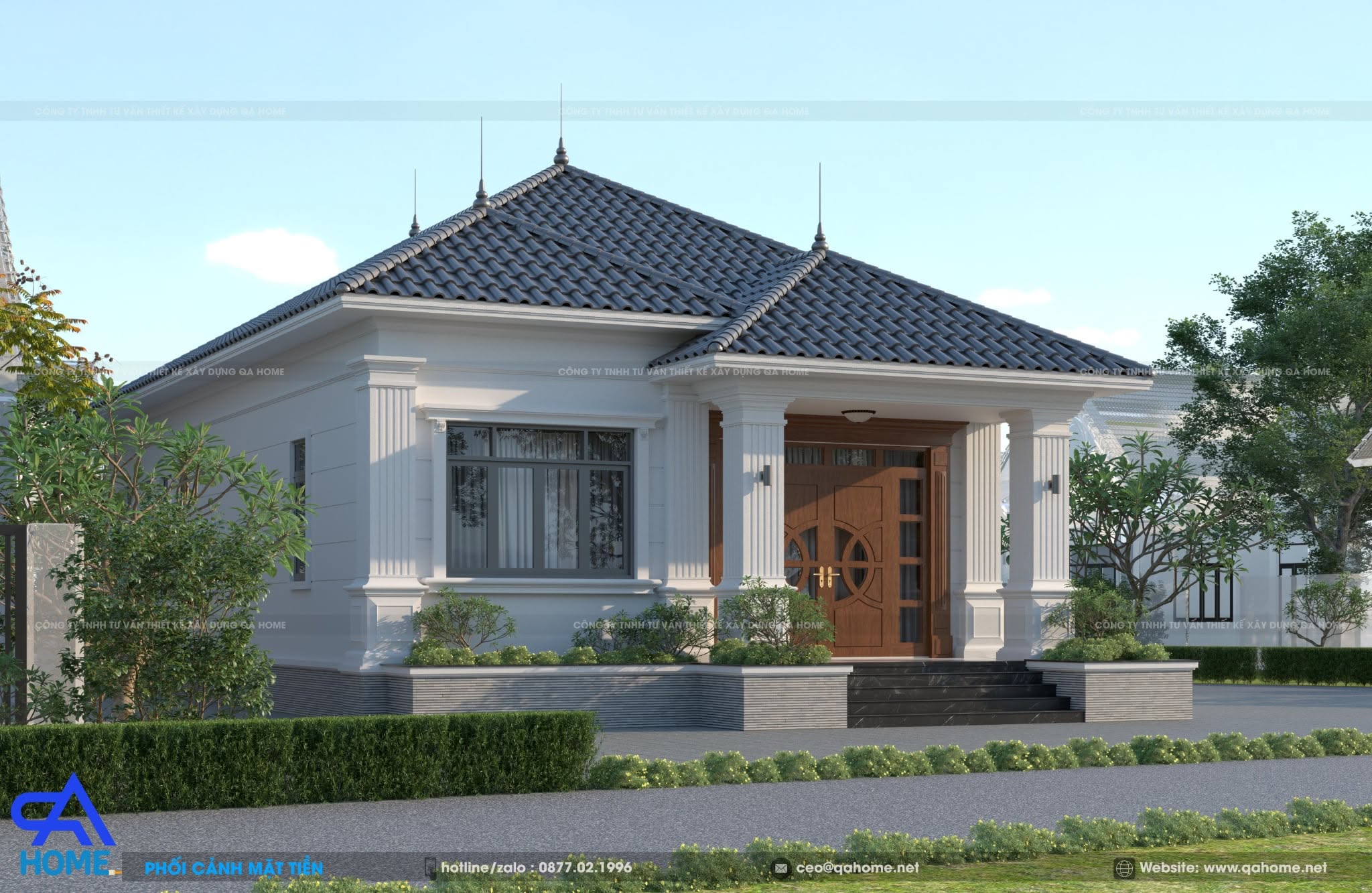 Mặt tiền nhà cấp 4 mái Nhật hiện đại 3 phòng ngủ tại Cẩm Xuyên Hà Tĩnh