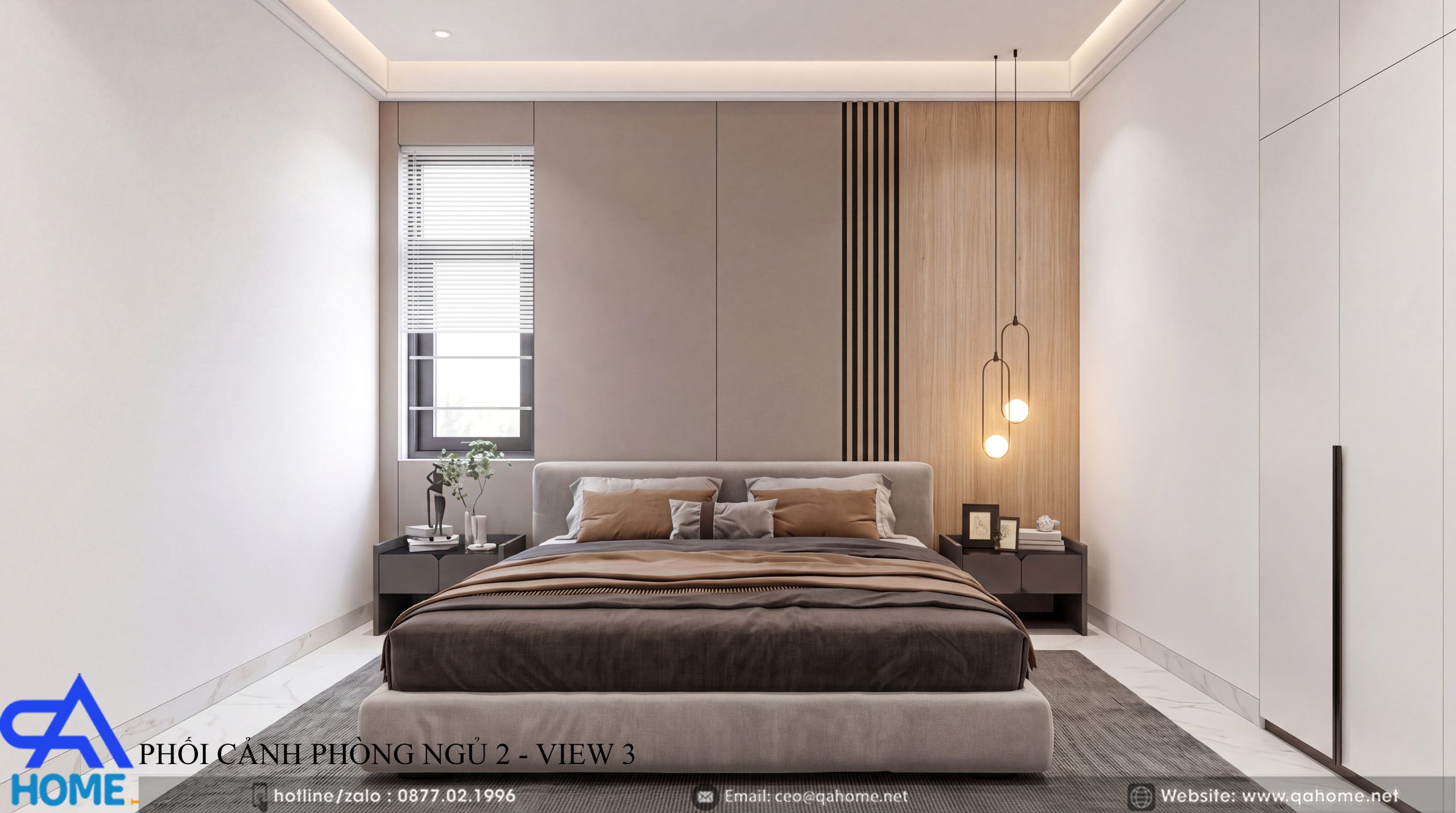 Thiết kế phòng ngủ nhỏ thông thoáng trong mẫu nhà cấp 4 mái Nhật hiện đại