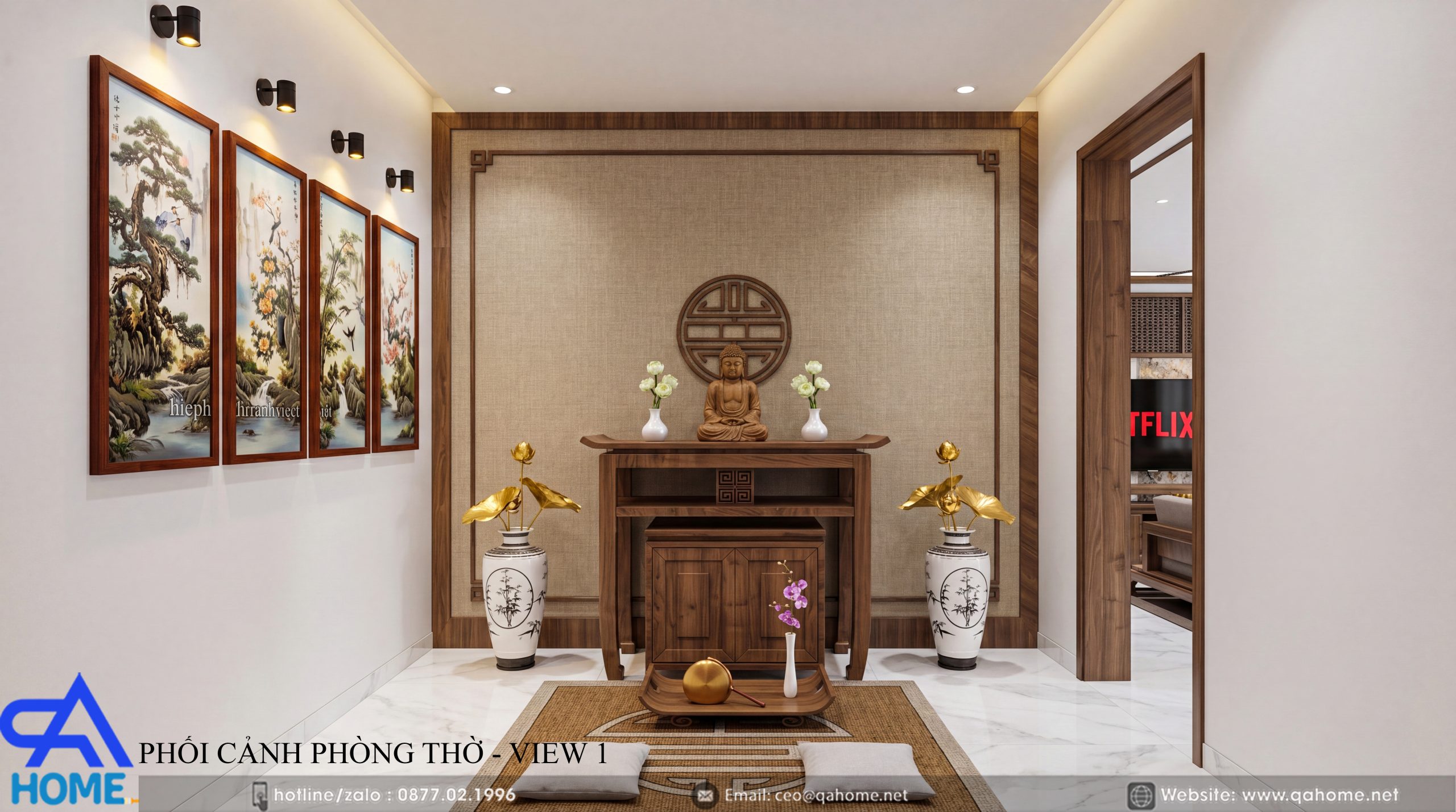 Bố trí phòng thờ trang nghiêm cho nhà cấp 4 mái Nhật hiện đại tại Hà Tĩnh