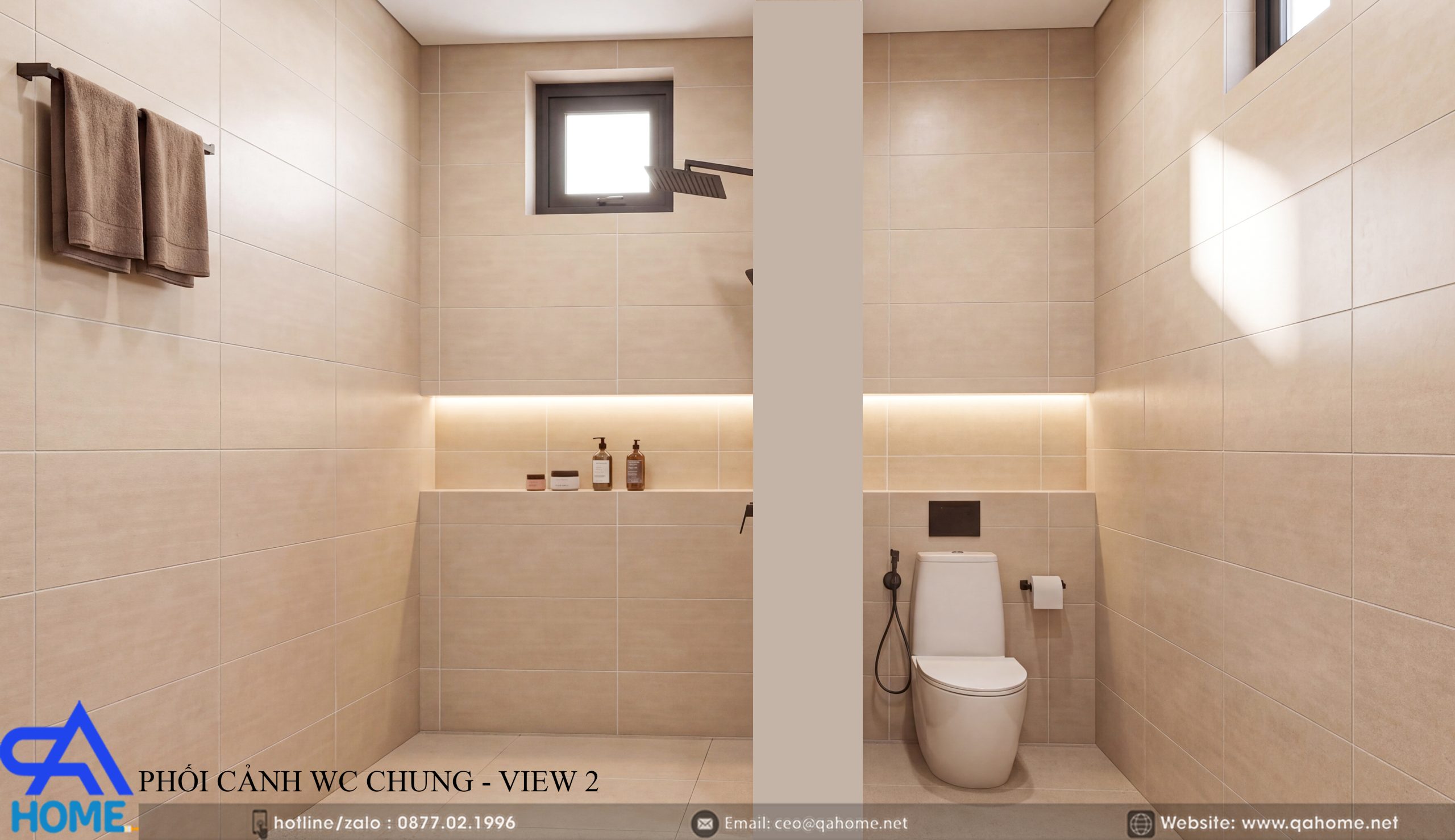 Thiết kế phòng vệ sinh chung tiện nghi cho nhà cấp 4 mái Nhật