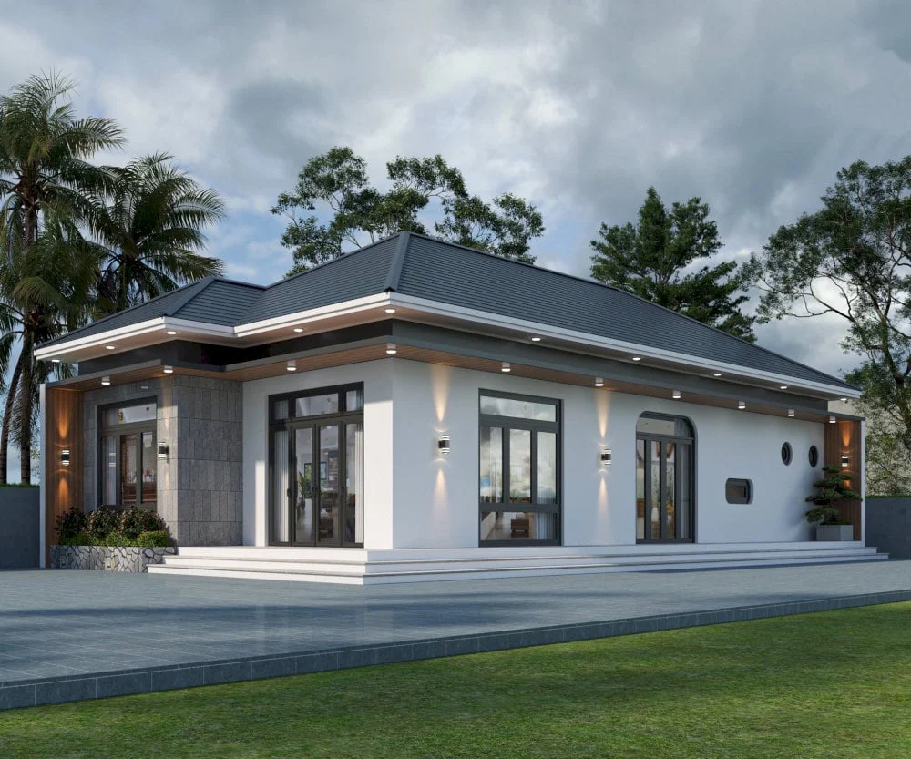 nhà cấp 4 hiện đại 3 phòng ngủ