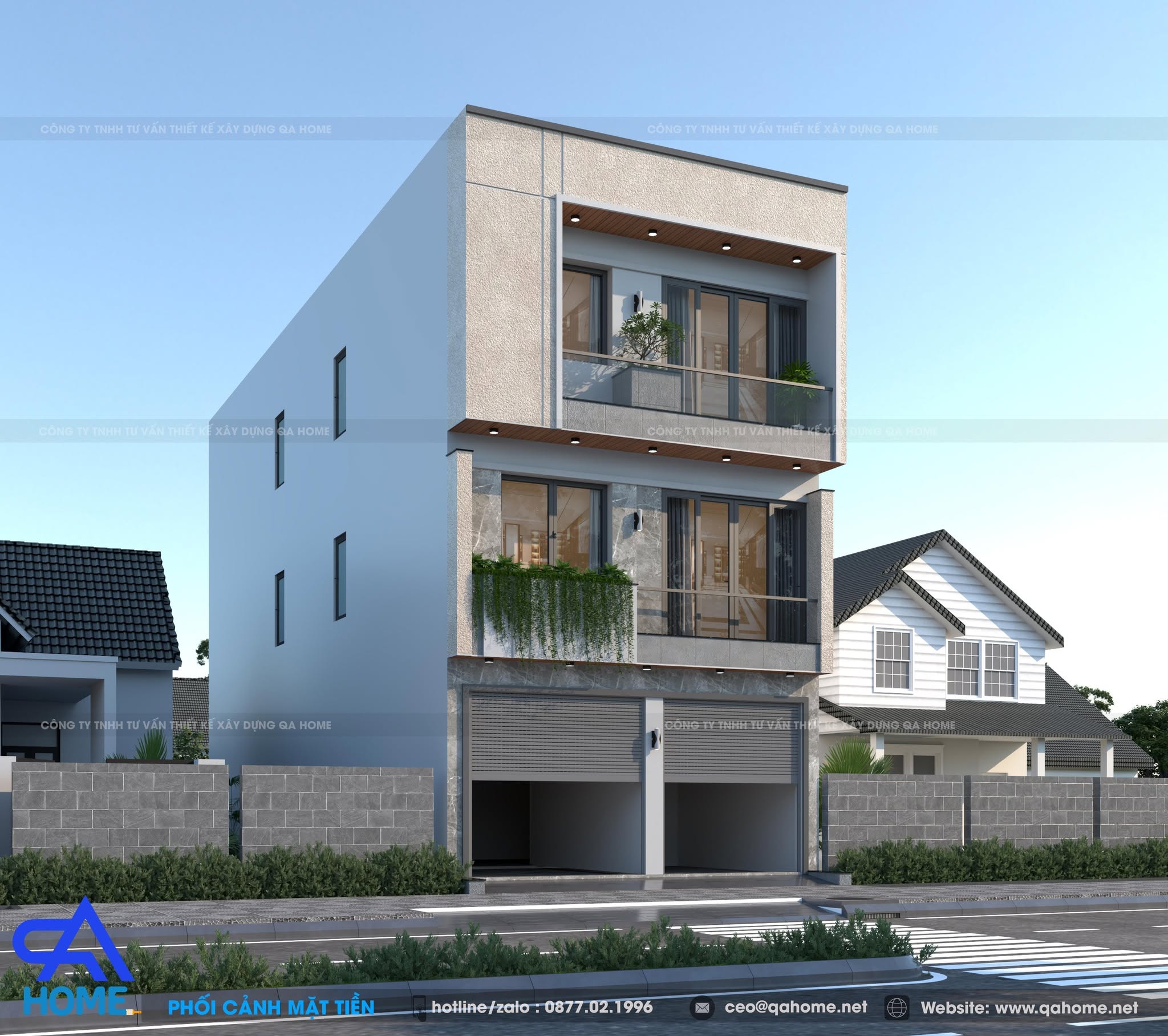 Hình khối vuông vức của thiết kế nhà phố 3 tầng kết hợp kinh doanh