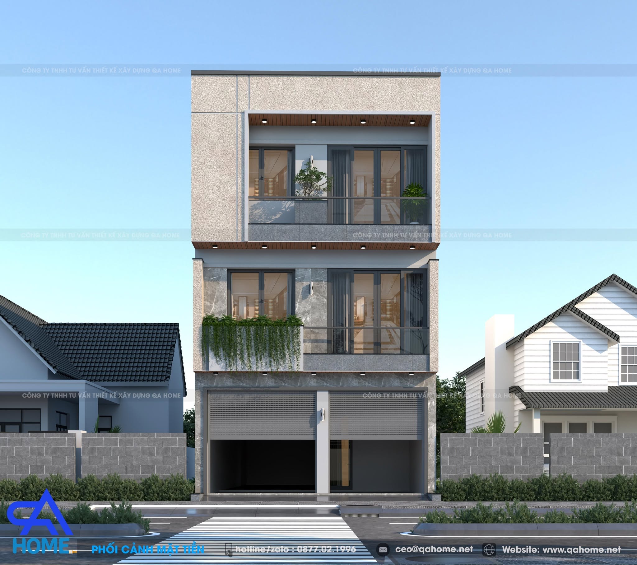 Toàn cảnh dự án nhà phố 3 tầng kết hợp kinh doanh hiện đại tại Cẩm Xuyên