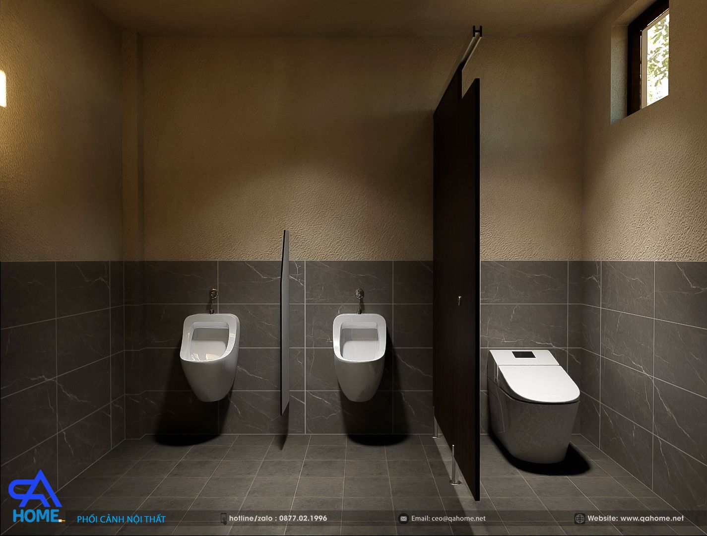 Khu vực lavabo rửa tay sang trọng với gương LED