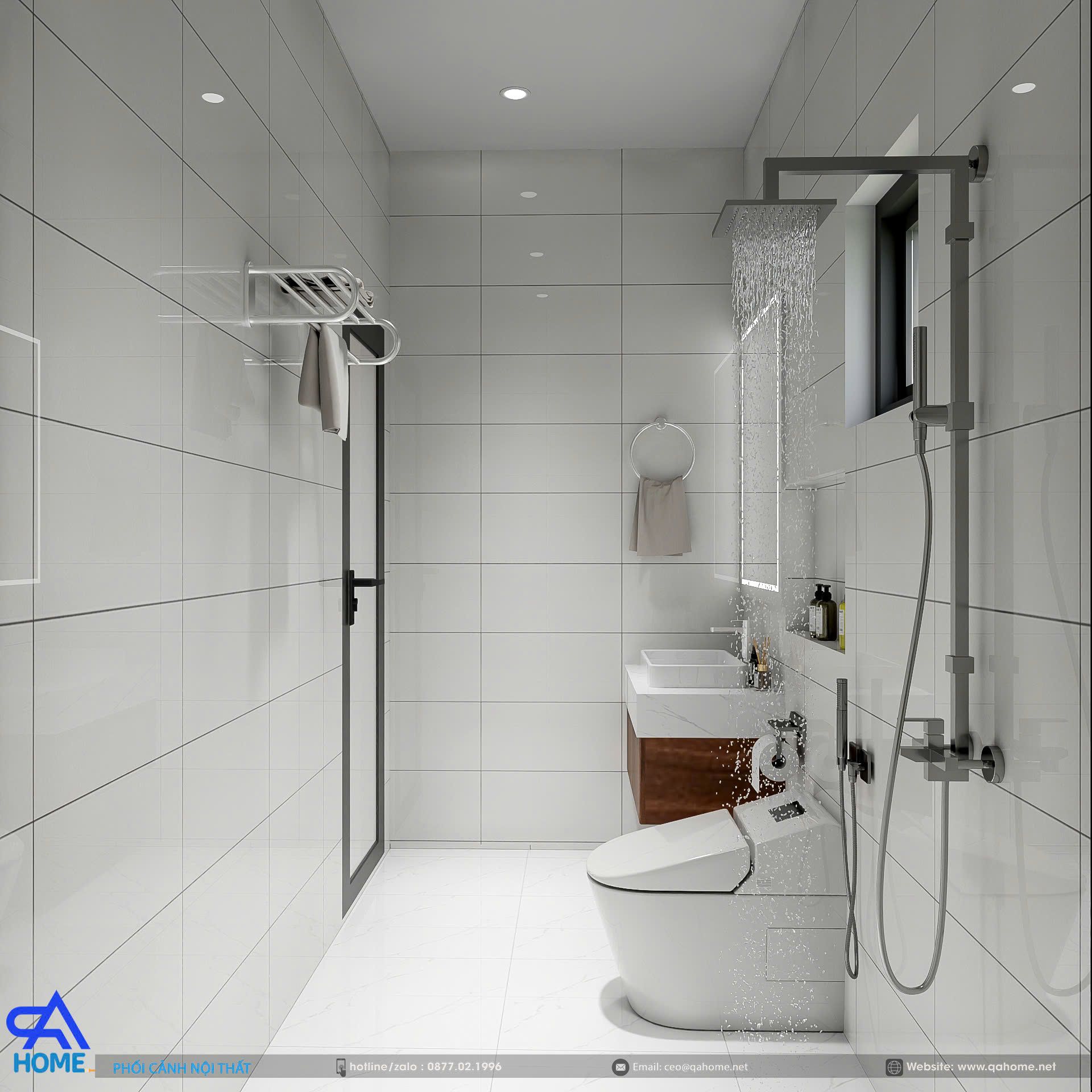 Thiết kế phòng vệ sinh hiện đại cho mẫu nhà phố 3 tầng